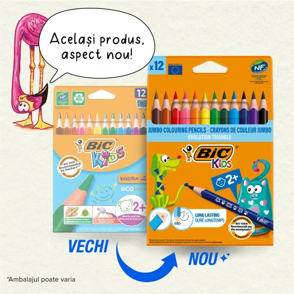 Creioane color Bic Triangle  12 cul. - imagine 2