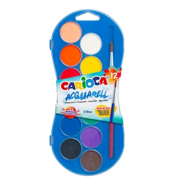 Acuarela pastila 28mm 12 cul Carioca