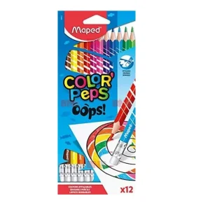Creioane color Maped+radiera Color'Peps Oops12 cul.