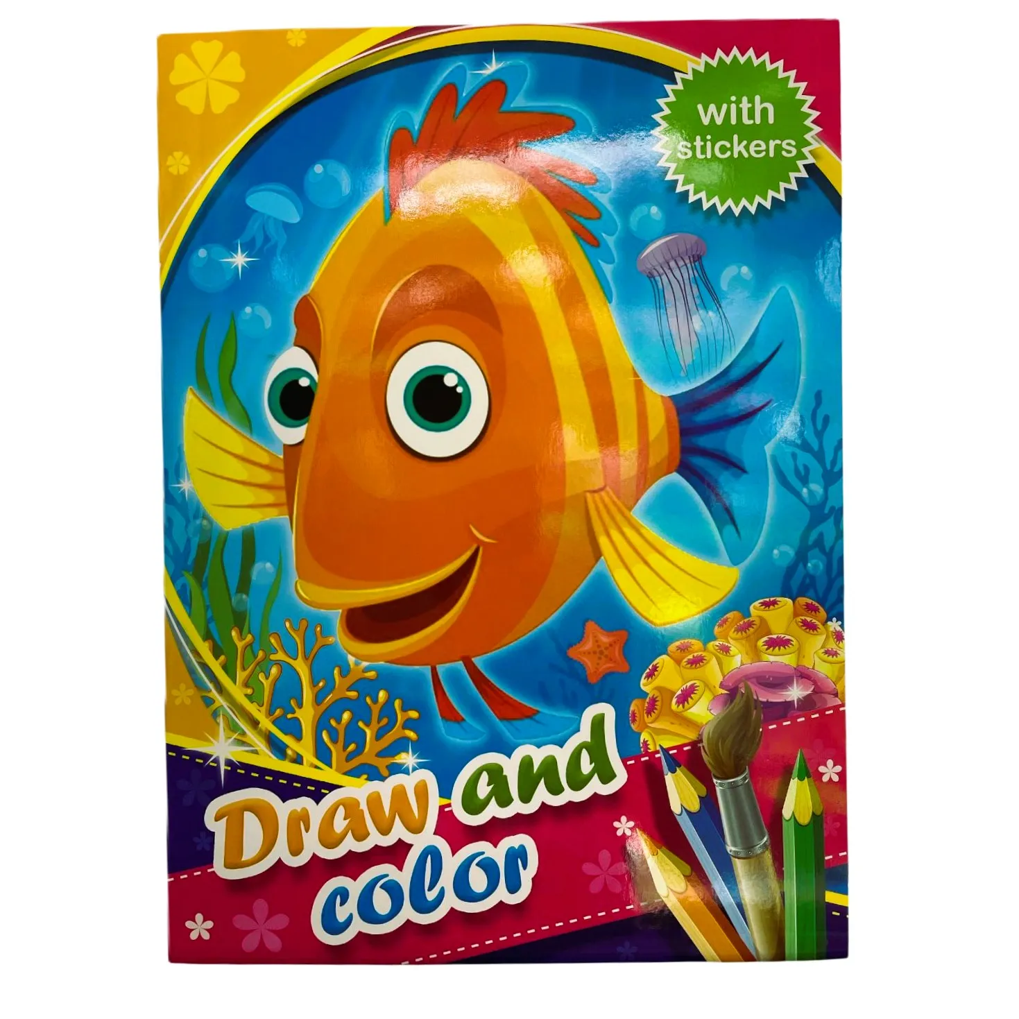 Carte de colorat "Draw and color" (12 pag. +2 pag. stickere) - imagine 7