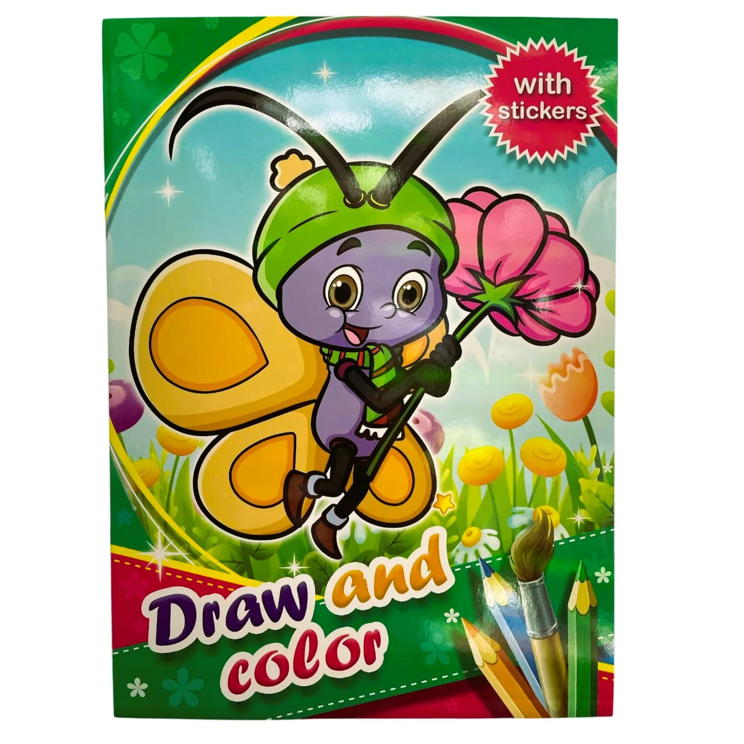 Carte de colorat "Draw and color" (12 pag. +2 pag. stickere) - imagine 6