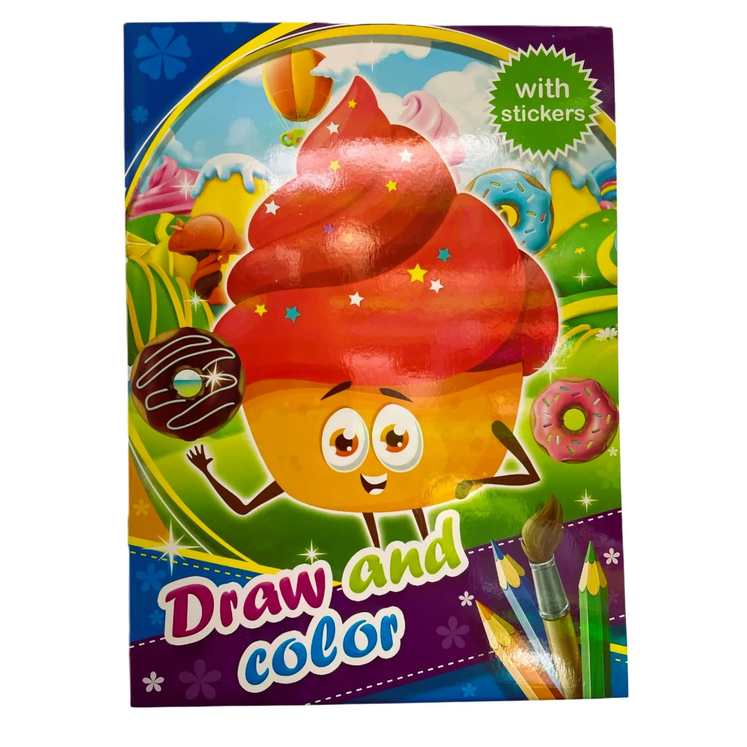 Carte de colorat "Draw and color" (12 pag. +2 pag. stickere) - imagine 2