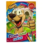 Carte de colorat "Draw and color" (12 pag. +2 pag. stickere)