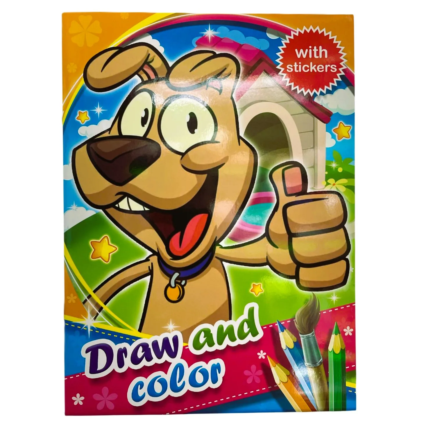 Carte de colorat "Draw and color" (12 pag. +2 pag. stickere)