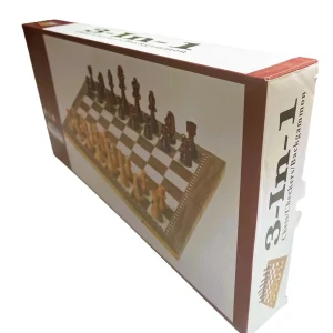 Joc 3 in 1 Table, Dame si Sah (cutie lemn 39.5cm)