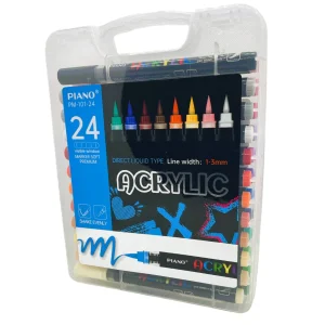 Marker Piano vopsea acrylica varf tip pensula 24 culori/set