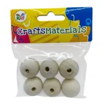 Set creativ Margele lemn natur 6 pcs x 2.5cm