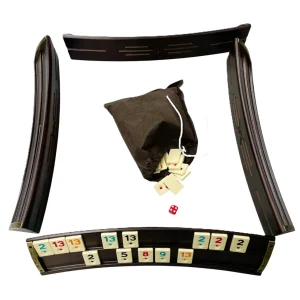 Joc Remi (rummy) table curbate din lemn masiv Eser Oval Takimi