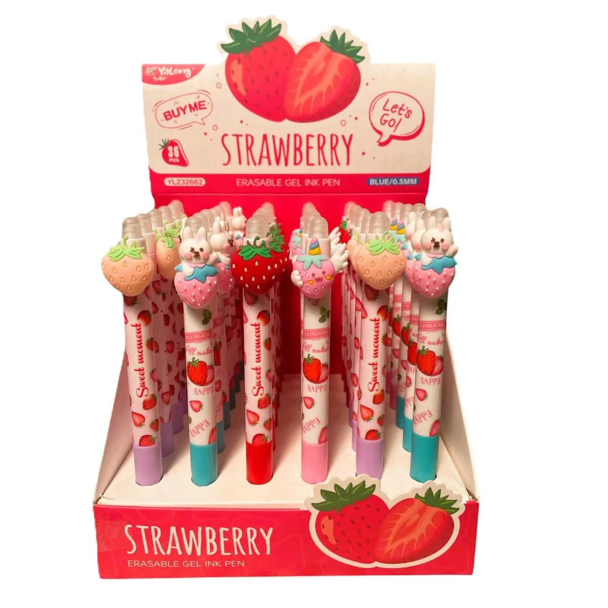 Pix retractabil cu radiera Yalong - Strawberry - imagine 2